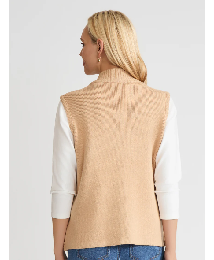 Zip-Front Cable Knit Puffer Vest