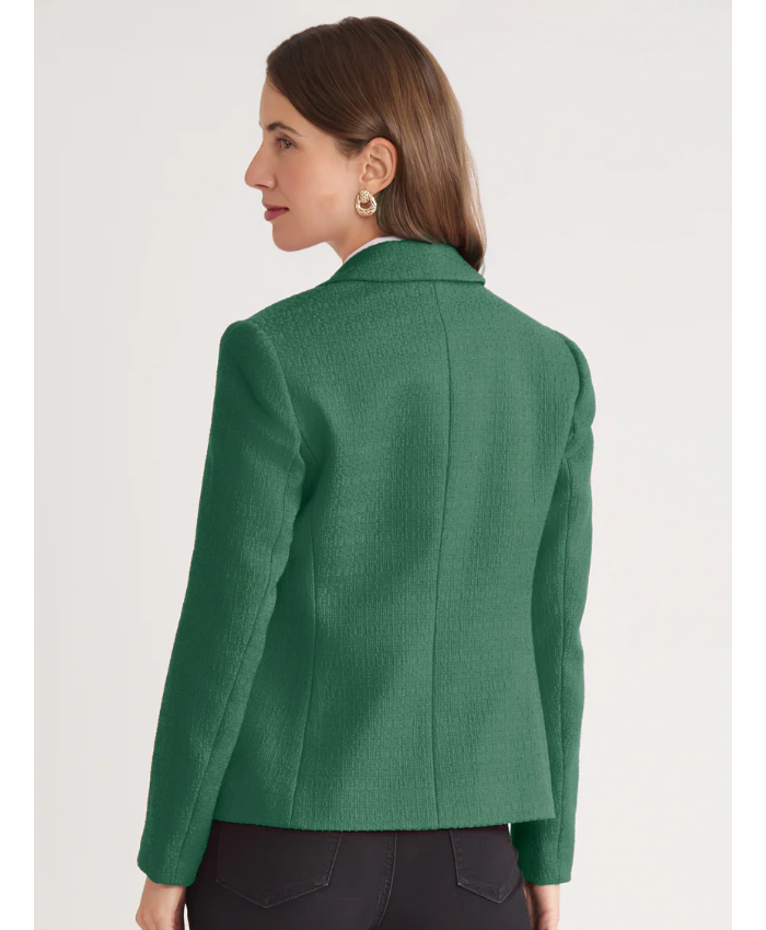 Faux Double Breasted Blazer, Boucle Tweed