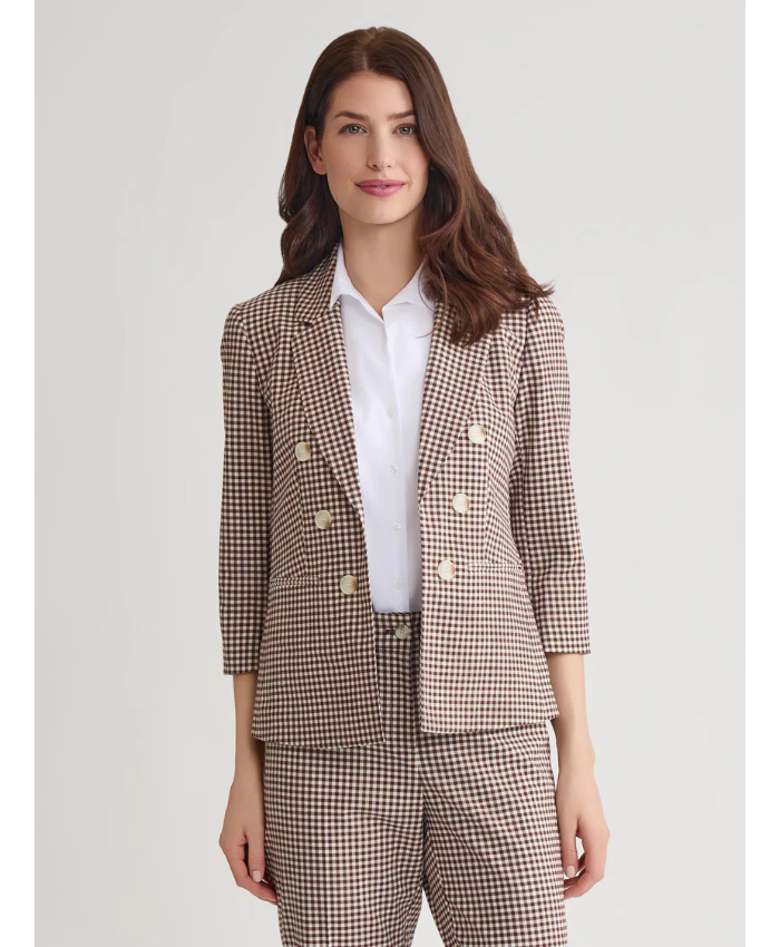 Faux Double Breasted Jacket, Stretch Tweed