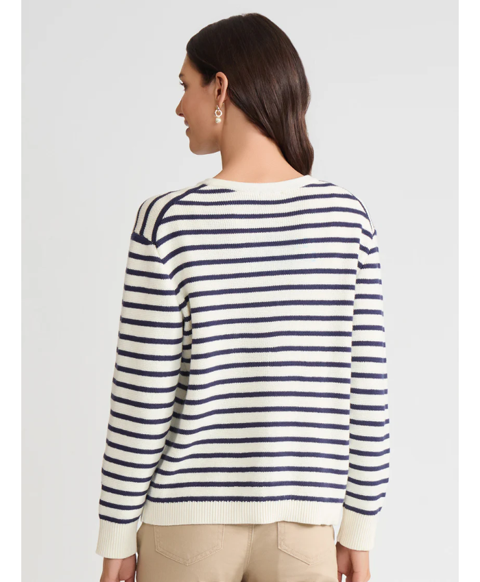 Button Front Stripe Cardigan