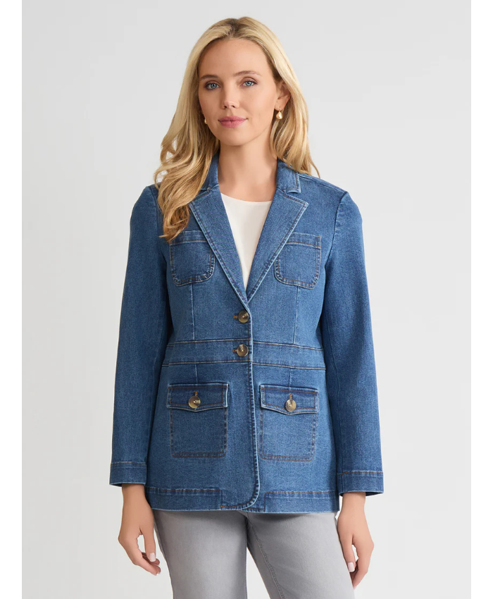 Two Button Denim Blazer, Oasis Wash