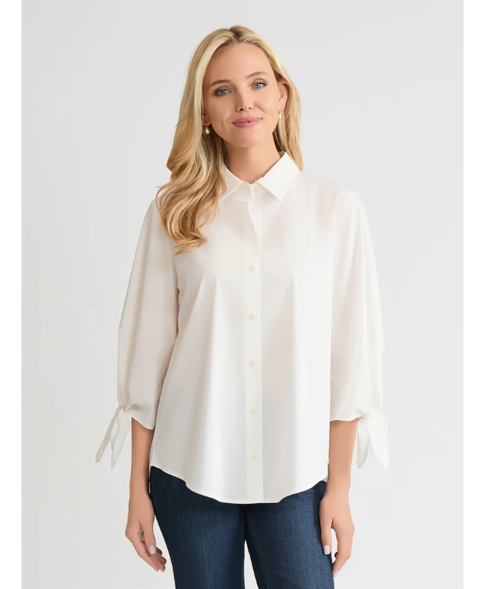 Tie Sleeve Button-Front Shirt