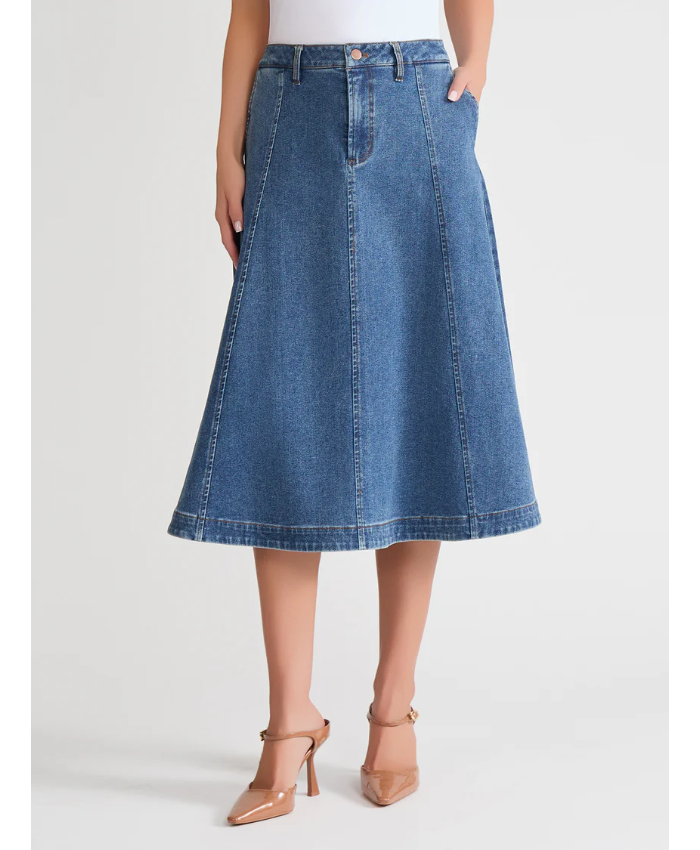 Midi Denim Circle Skirt, Oasis Wash