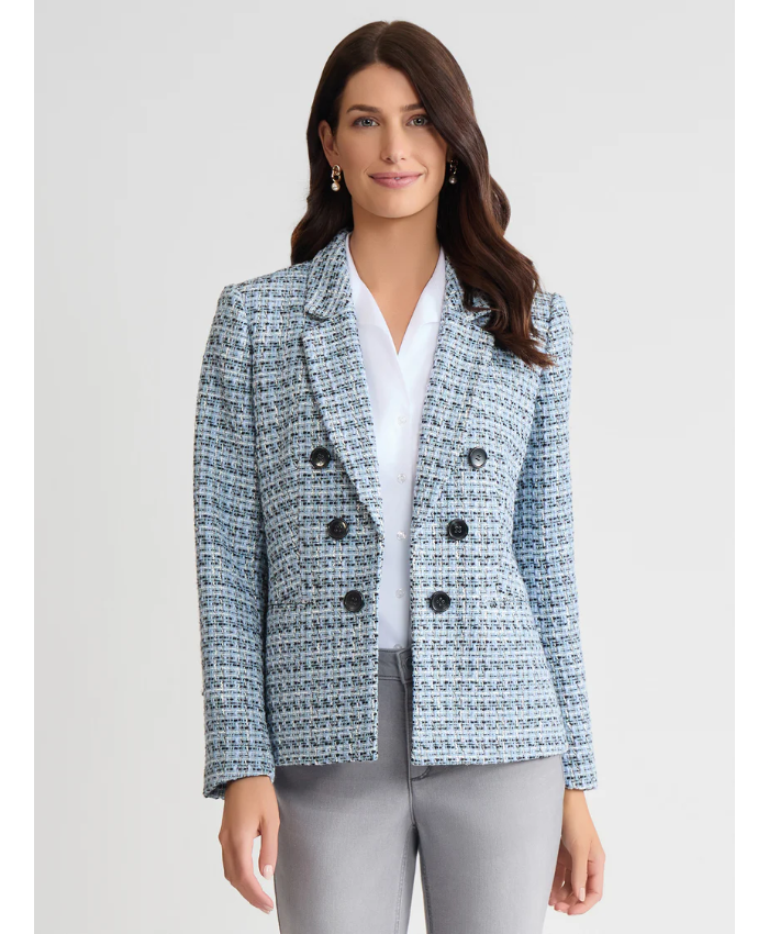 Faux Double Breasted Jacket, Tweed