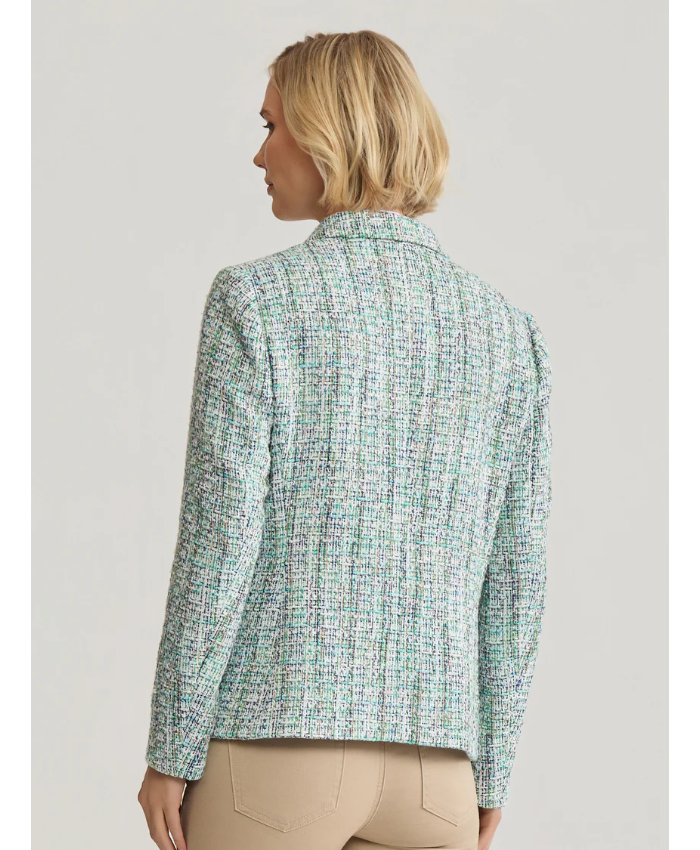 Faux Double Breasted Jacket With Flap Pockets, Tweed