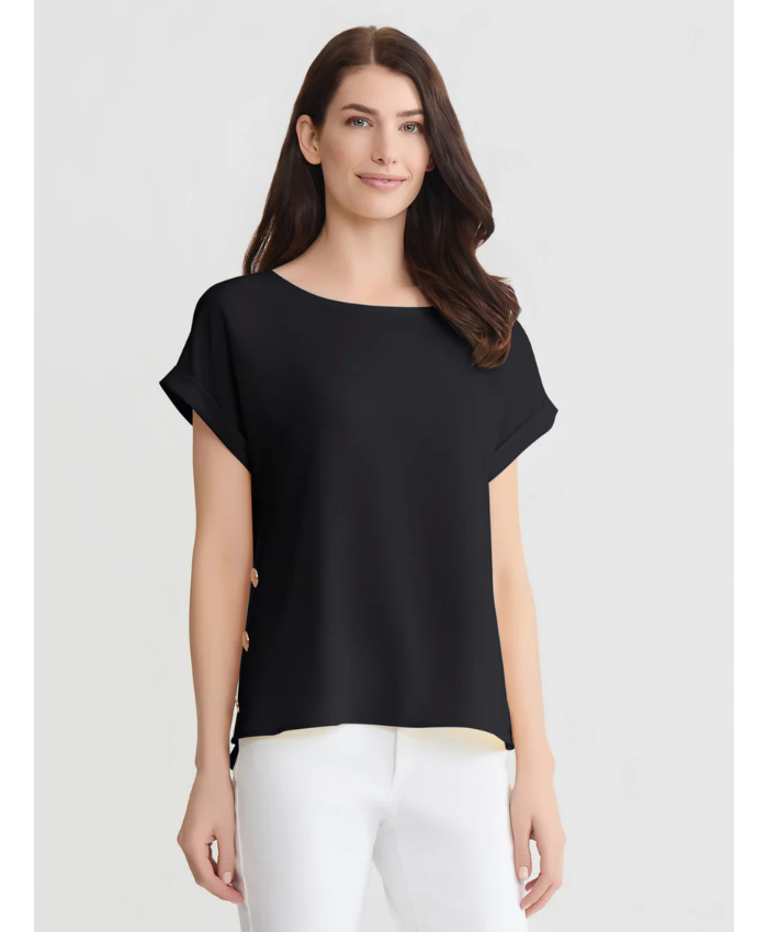 Side Button Blouse, Jasper Crepe