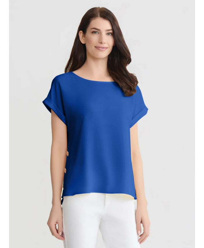Side Button Blouse, Jasper Crepe