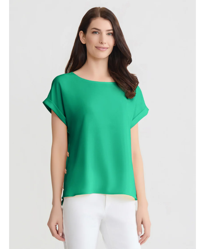 Side Button Blouse, Jasper Crepe