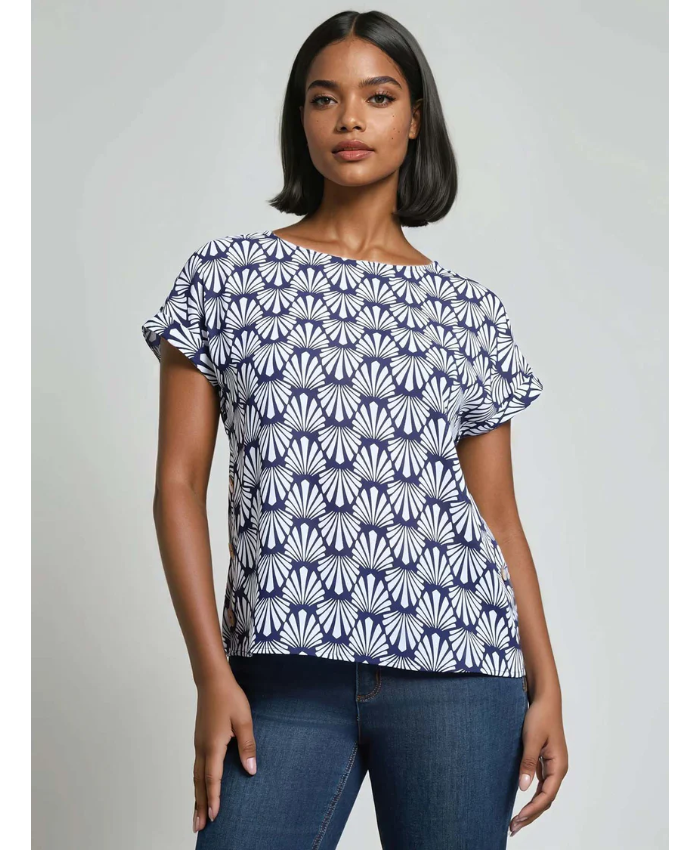 Button Detail Blouse, Crepe De Chine