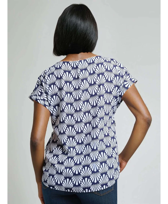 Button Detail Blouse, Crepe De Chine