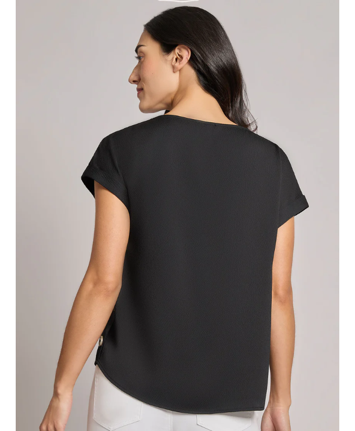 Button Detail Blouse, Hammered Satin