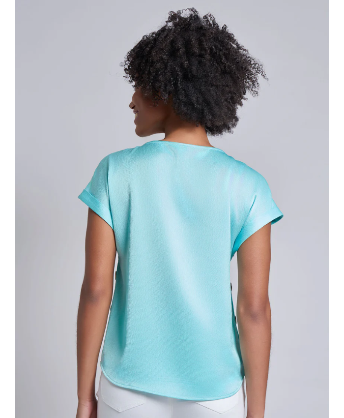 Button Detail Blouse, Hammered Satin