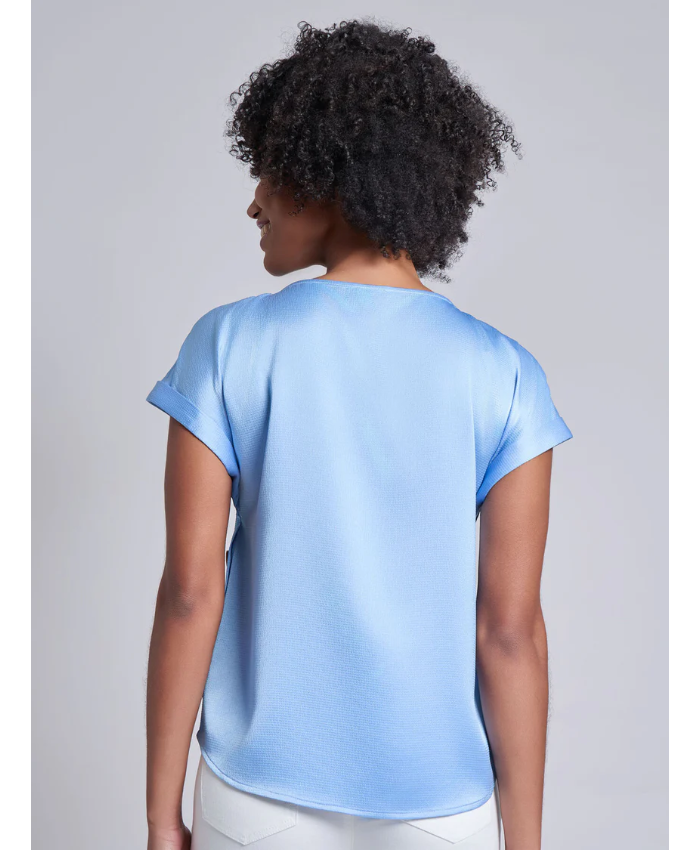 Button Detail Blouse, Hammered Satin