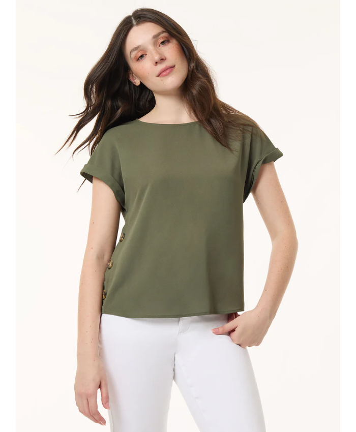 Button Detail Blouse, Jasper Crepe