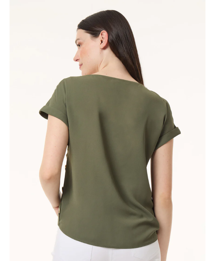 Button Detail Blouse, Jasper Crepe