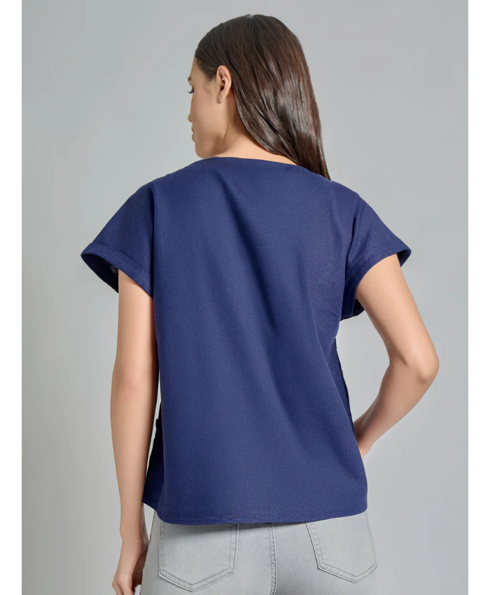 Button Detail Blouse, Linen Blend