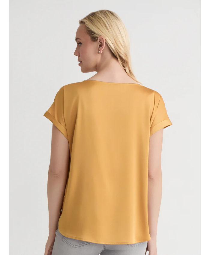 Side Button Blouse, Hammered Satin