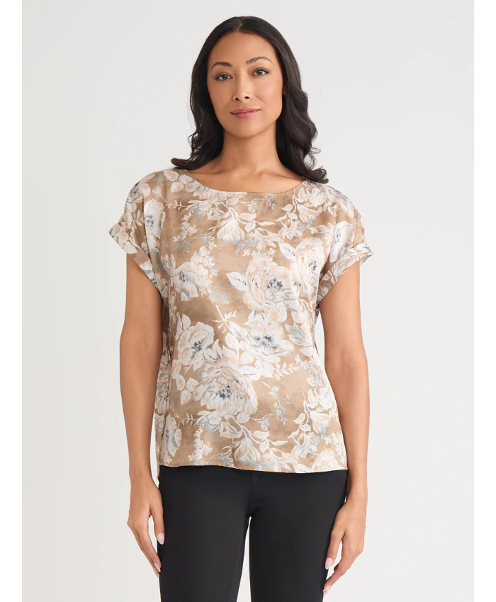 Side Button Blouse, Hammered Satin