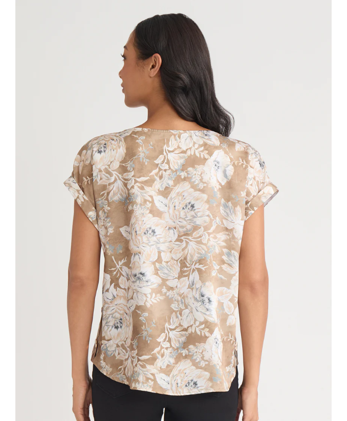 Side Button Blouse, Hammered Satin