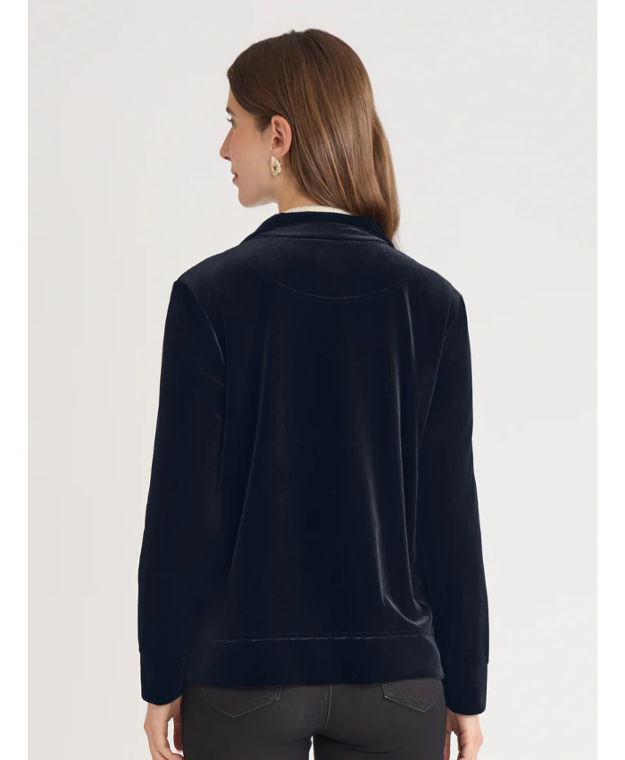 Mock Neck Zip-Front Velour Jacket