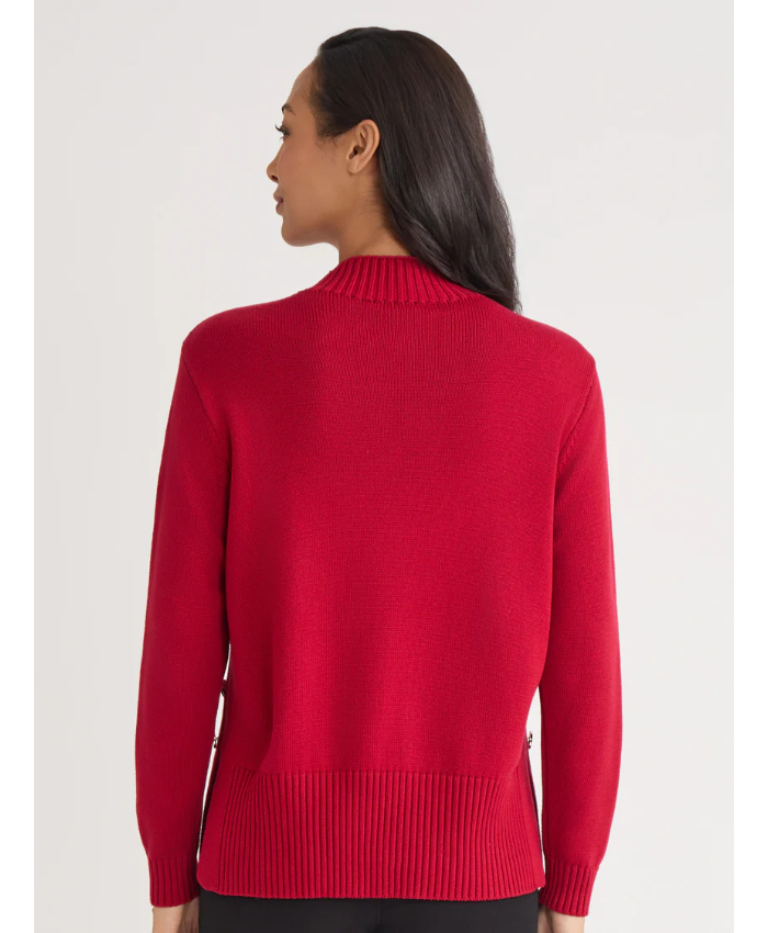 Side Button Sweater Mock Neck Sweater