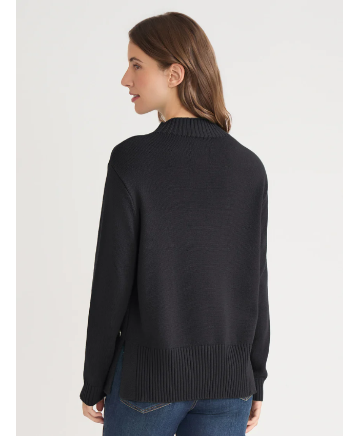 Side Button Sweater Mock Neck Sweater