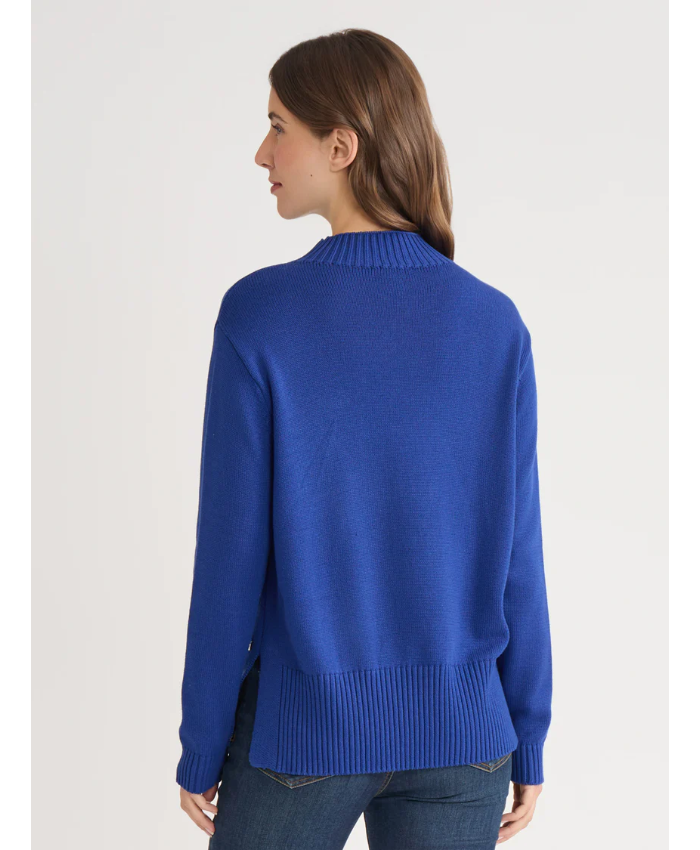 Side Button Sweater Mock Neck Sweater