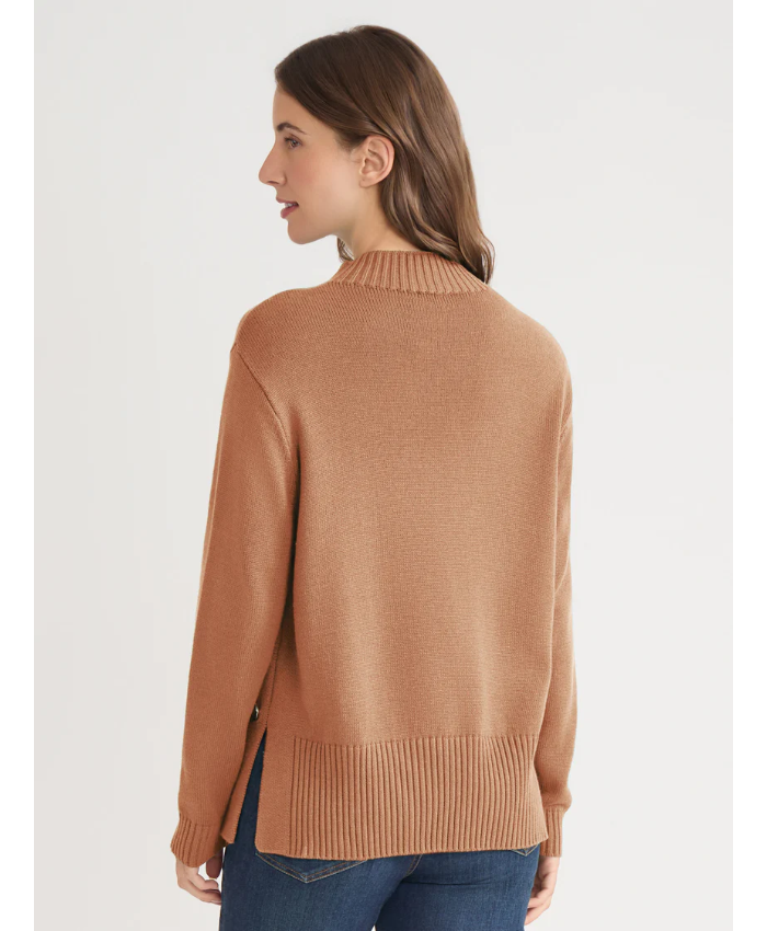 Side Button Sweater Mock Neck Sweater