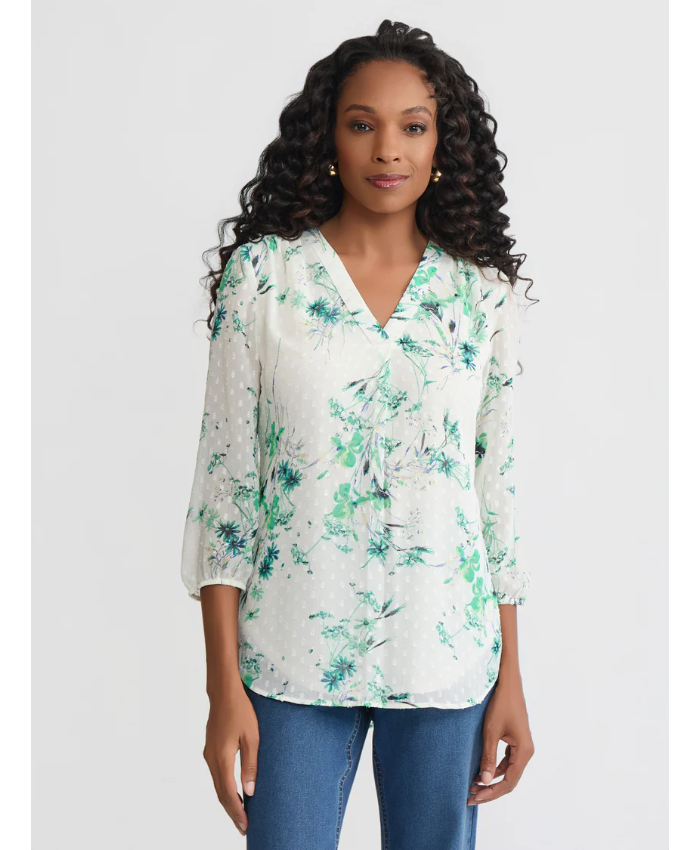 V-Neck Pleated Kelly Blouse