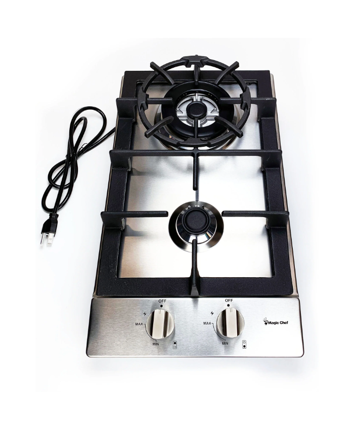 12 In. Gas Cooktop In Stainless Steel With 2 Burners Including Triple Ring Burner