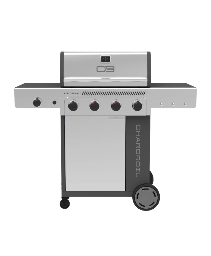 Performance Series™ FlavorMax™ 4 Burner Gas Grill Cabinet with Side Burner Gray Stainless