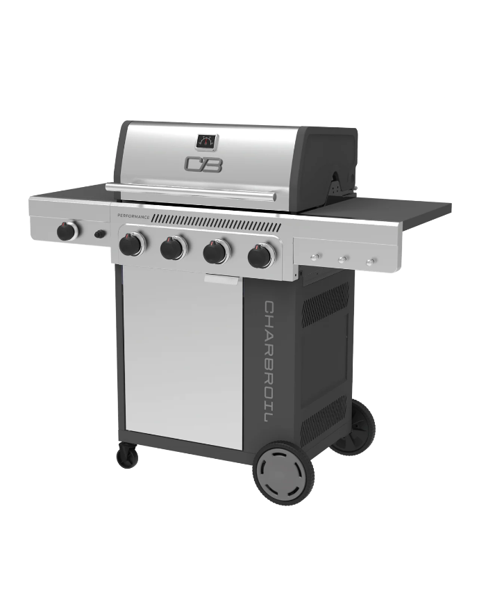 Performance Series™ FlavorMax™ 4 Burner Gas Grill Cabinet with Side Burner Gray Stainless