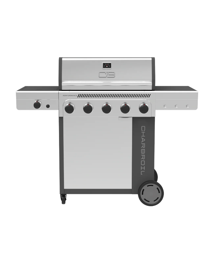 Performance Series™ FlavorMax™ 5 Burner Gas Grill Cabinet with Side Burner Gray Stainless