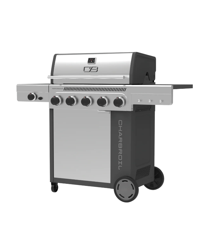 Performance Series™ FlavorMax™ 5 Burner Gas Grill Cabinet with Side Burner Gray Stainless