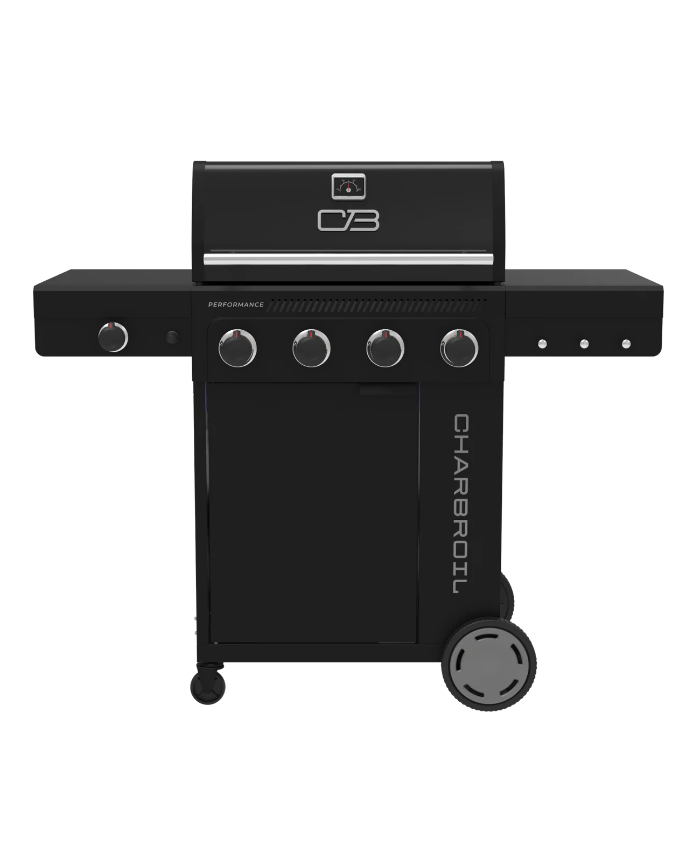 Performance Series™ FlavorMax™ 4 Burner Gas Grill Cabinet with Side Burner Black Stainless