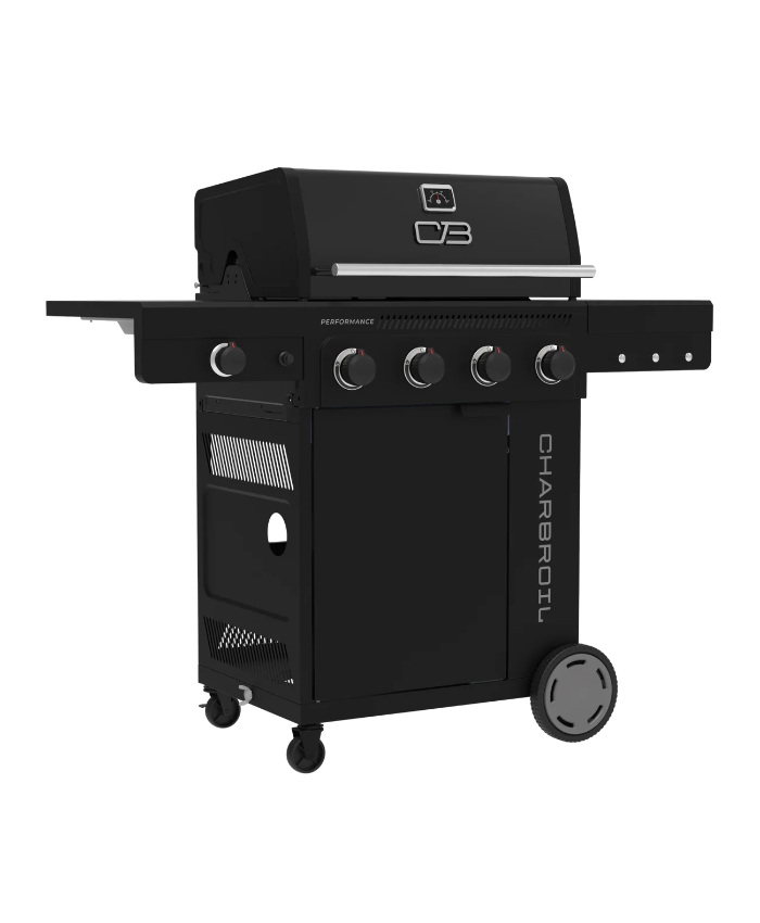 Performance Series™ FlavorMax™ 4 Burner Gas Grill Cabinet with Side Burner Black Stainless