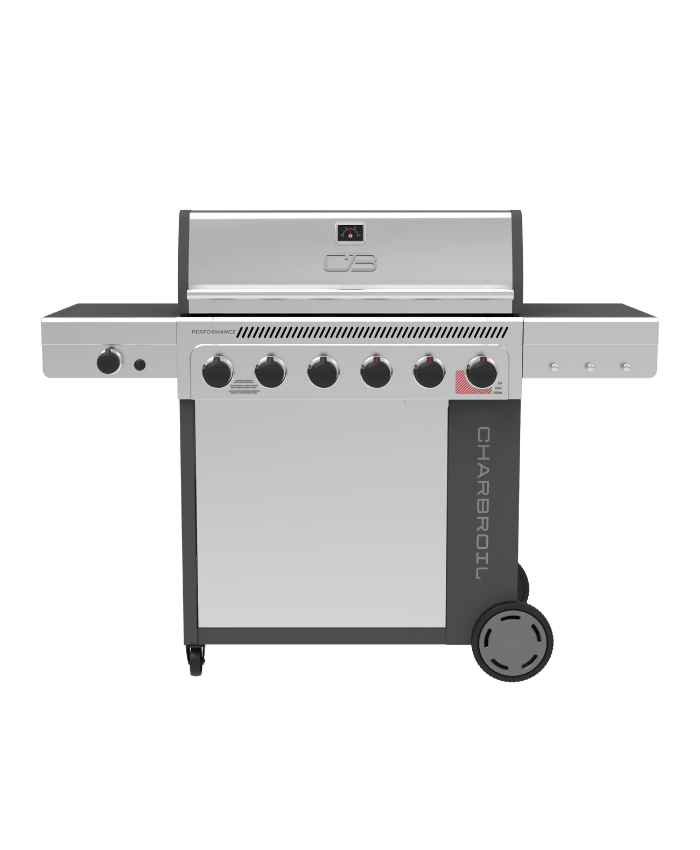 Performance Series™ FlavorMax™ 6 Burner Gas Grill Cabinet with Sear Burner and Side Burner Gray Stainless