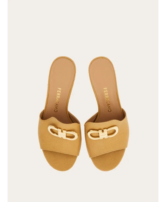 Mid heel mule with Gancini buckle