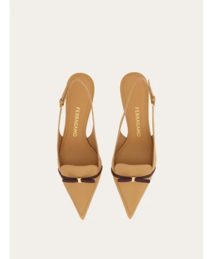 Slingback with bow mini bow detail