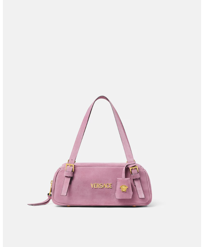 Versace Tag Suede Bowling Bag
