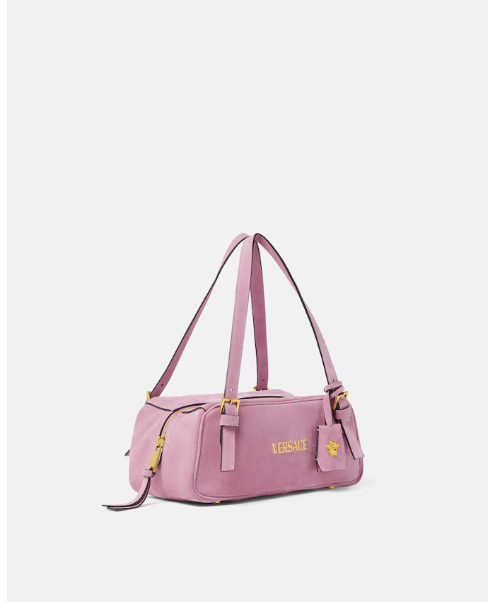 Versace Tag Suede Bowling Bag