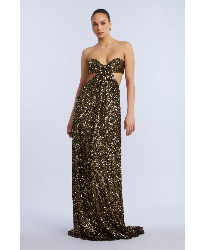 Sequin Strapless Gown