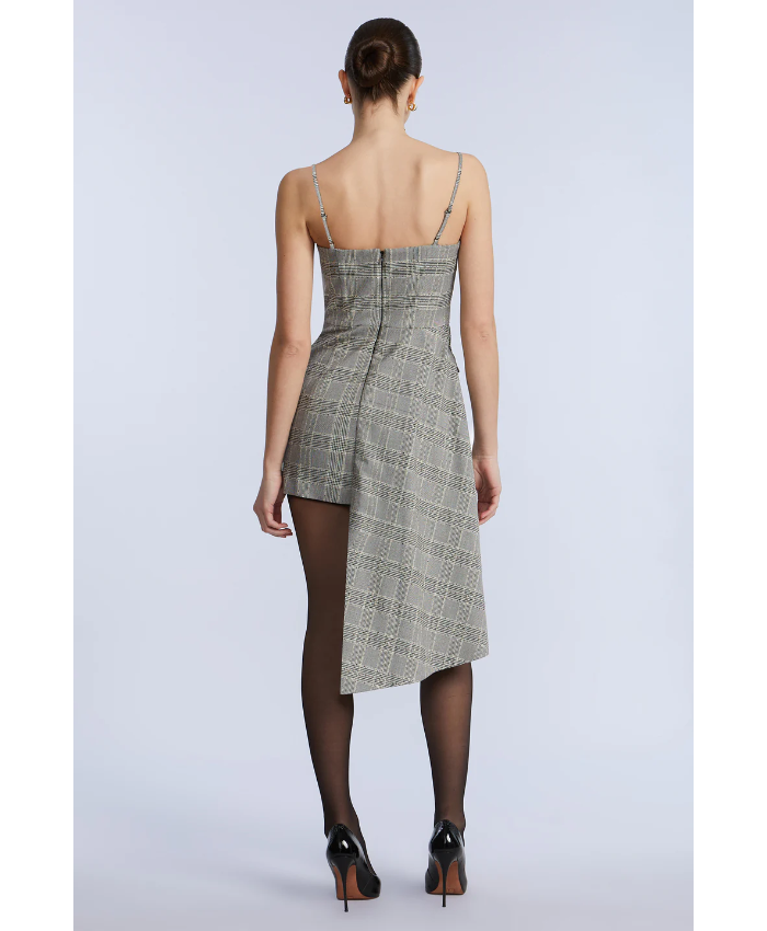 Glen Plaid Dress With Drape