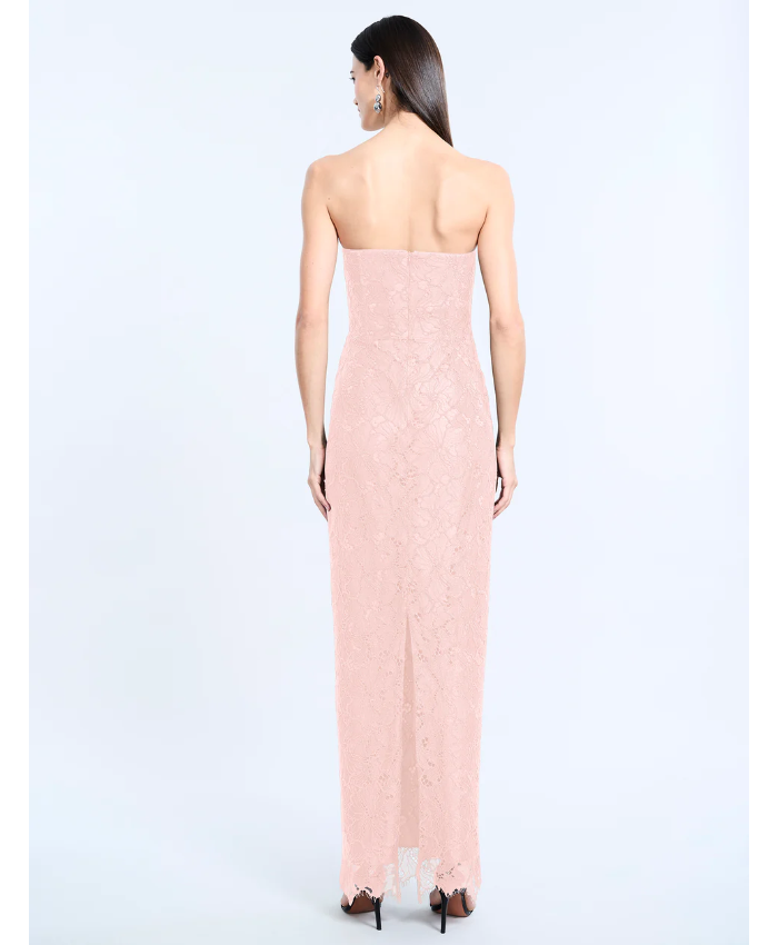 Lace Strapless V Neckline Gown