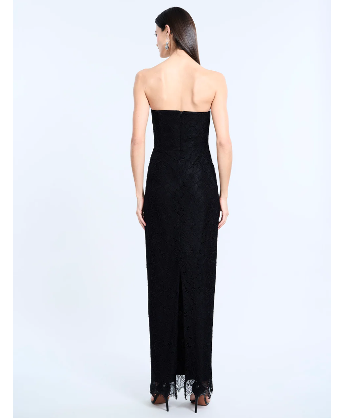 Lace Strapless V Neckline Gown