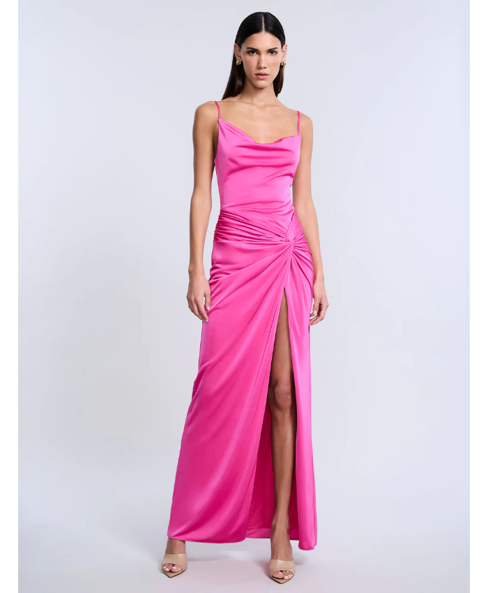 Cowl Draped Gown With Twist