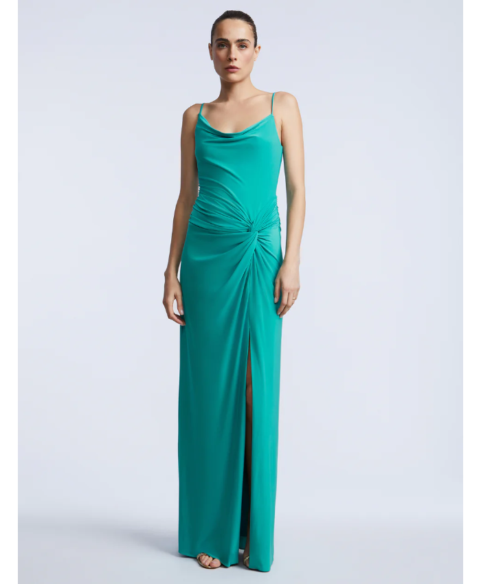 Cowl Draped Gown With Twist