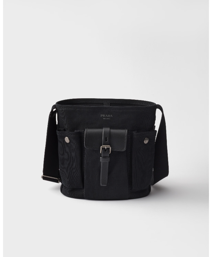 Prada Route Mini Canvas And Leather Bucket Bag