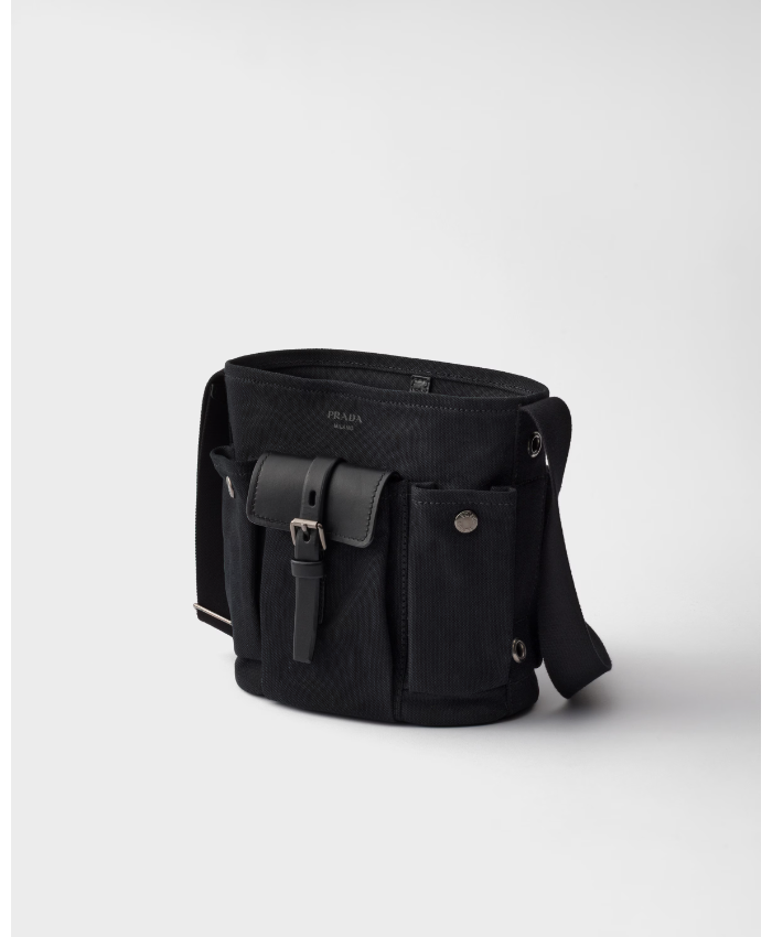 Prada Route Mini Canvas And Leather Bucket Bag