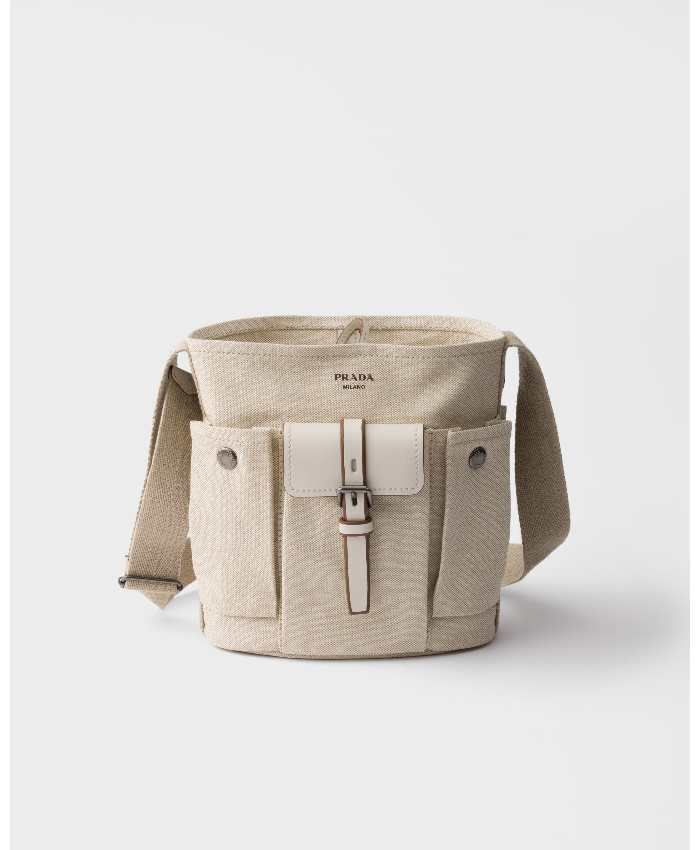 Prada Route Mini Canvas And Leather Bucket Bag